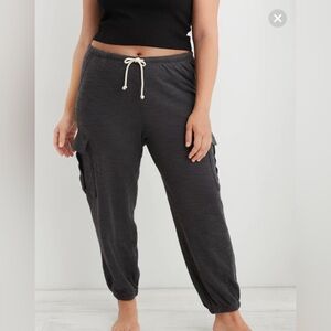 Aerie Baggy Cargo Jogger Pants Lightweight Oversized Drawstring Waist Comfy Cozy